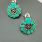 Floral Designed Antique Finish Sterling Silver Oxidized Stud Earrings in Surprise