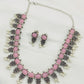 Floral Designed Silver Plated Oxidized Necklace Set With Earrings in Tempe