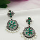 Flower Designed Silver Toned Oxidized Earrings With Pearl Drops in Scottsdale