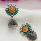  Floral Designed Silver Plated Oxidized Jhumka Earrings With Pearl Beads in Litchfield Park