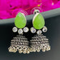 Lovely Green AD Stone Beaded Silver Toned Designer Jhumka Earrings in USA