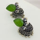 Silver Toned Designer Jhumka Earrings With Black Pearl Drops in Glendale