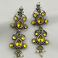 Appealing Yellow Color Oxidized Designer Long Earrings With Pearl Beads