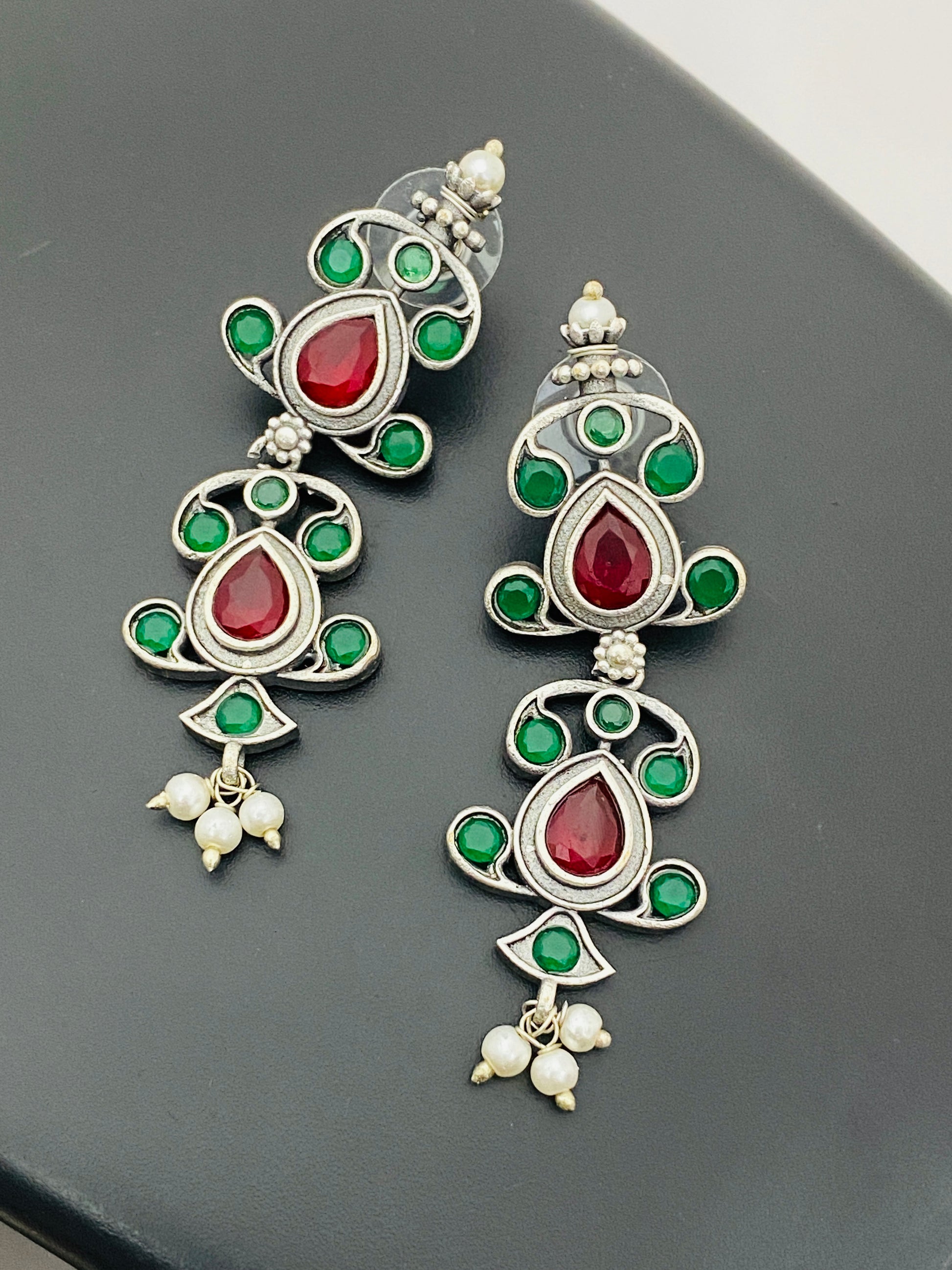 Silver Plated Oxidized Dangler Earrings For Women in Williams