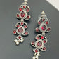 Ruby Stone Studded Silver Plated Oxidized Designer Long Earrings Near Me