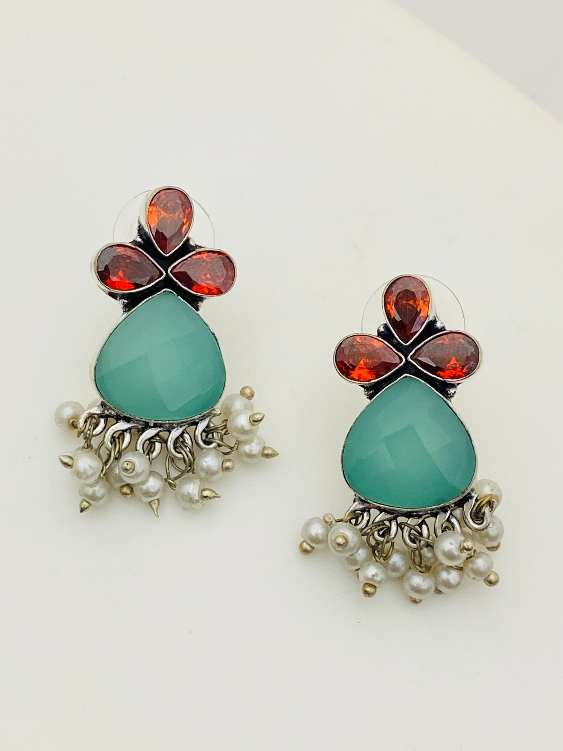 Beautiful Red And Green Oxidized Earrings For Women