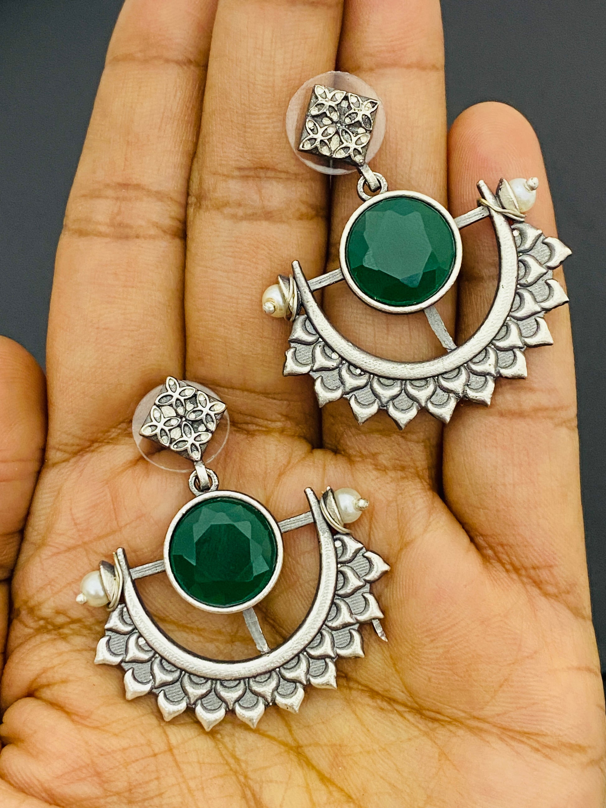  Chaandbali Style Oxidized Earrings In USA