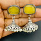 Amazing Yellow Color Oxidized Designed Small Jhumkas Earrings For Women