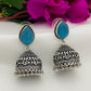 Charming Blue Color Silver Plated Oxidized Jhumkas In Gilbert