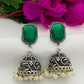 Alluring Green Color Stoned Oxidized Earrings For Women