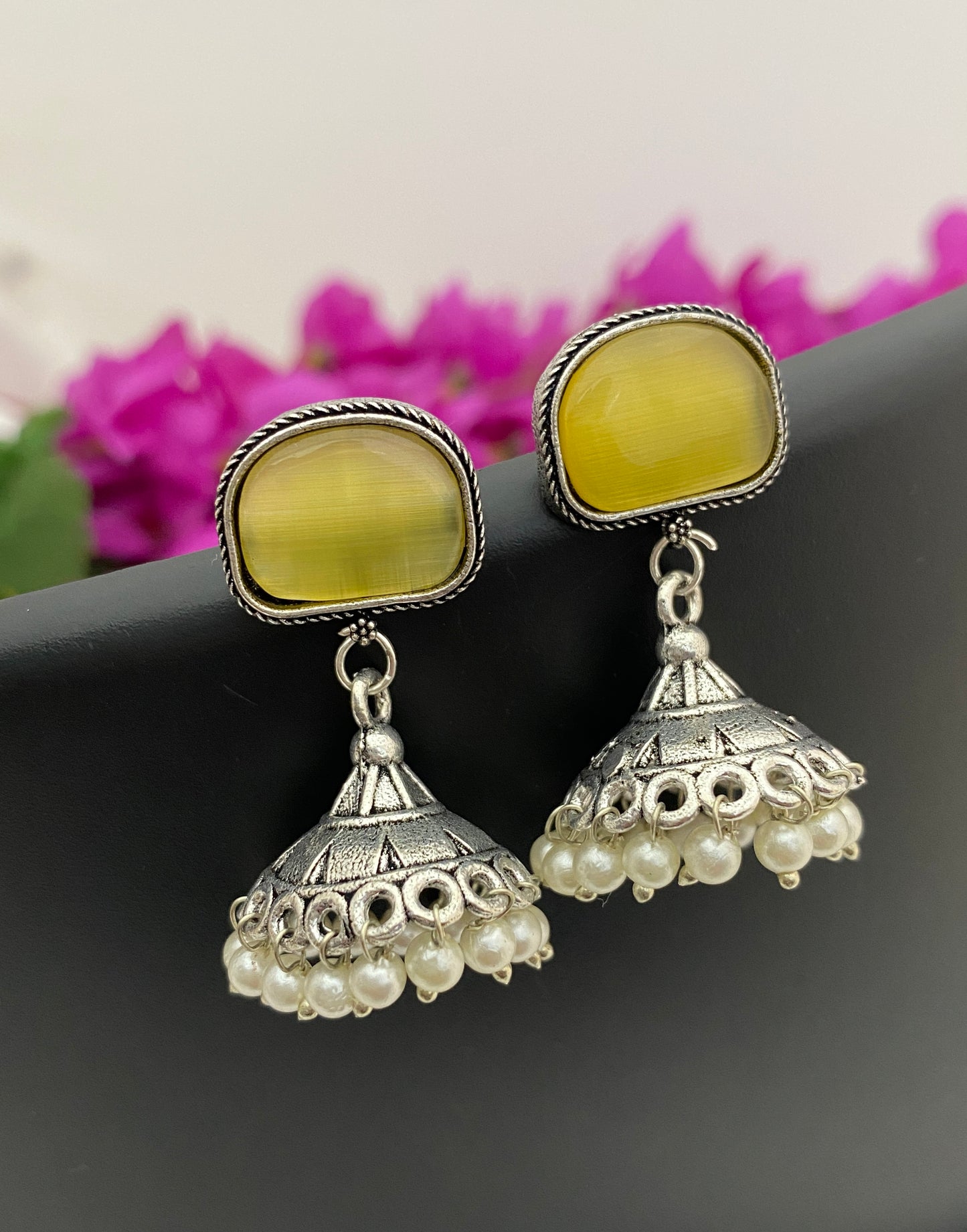 Amazing Yellow Color Oxidized Earrings Near Me