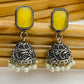 Attractive Yellow Color Designer Silver Oxidized Jhumkha Earrings For Women Near Me