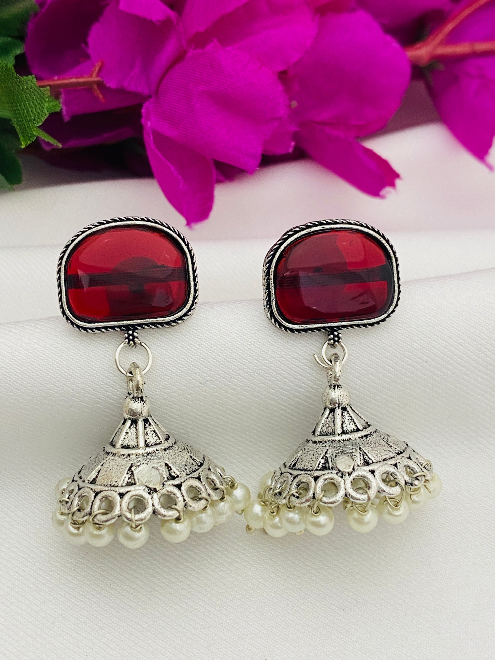 Appealing Oxidized Wine Color Small Jhumkas Near Me