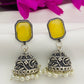 Attractive Yellow Color Designer Silver Oxidized Jhumkha Earrings For Women In Tempe