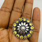 Yellow Stone Beaded Floral Designed Oxidized Pearl Finger ring Near Me