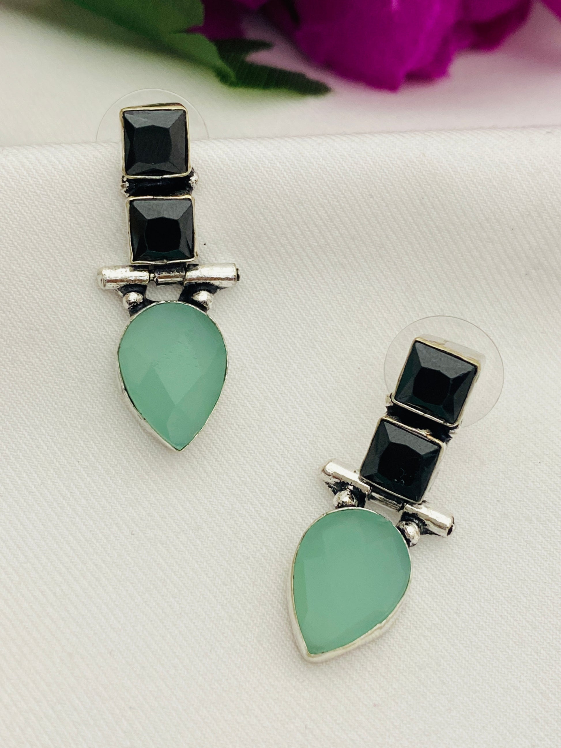 Appealing Light Blue Designer Silver Oxidized Earrings For women  In Tempe