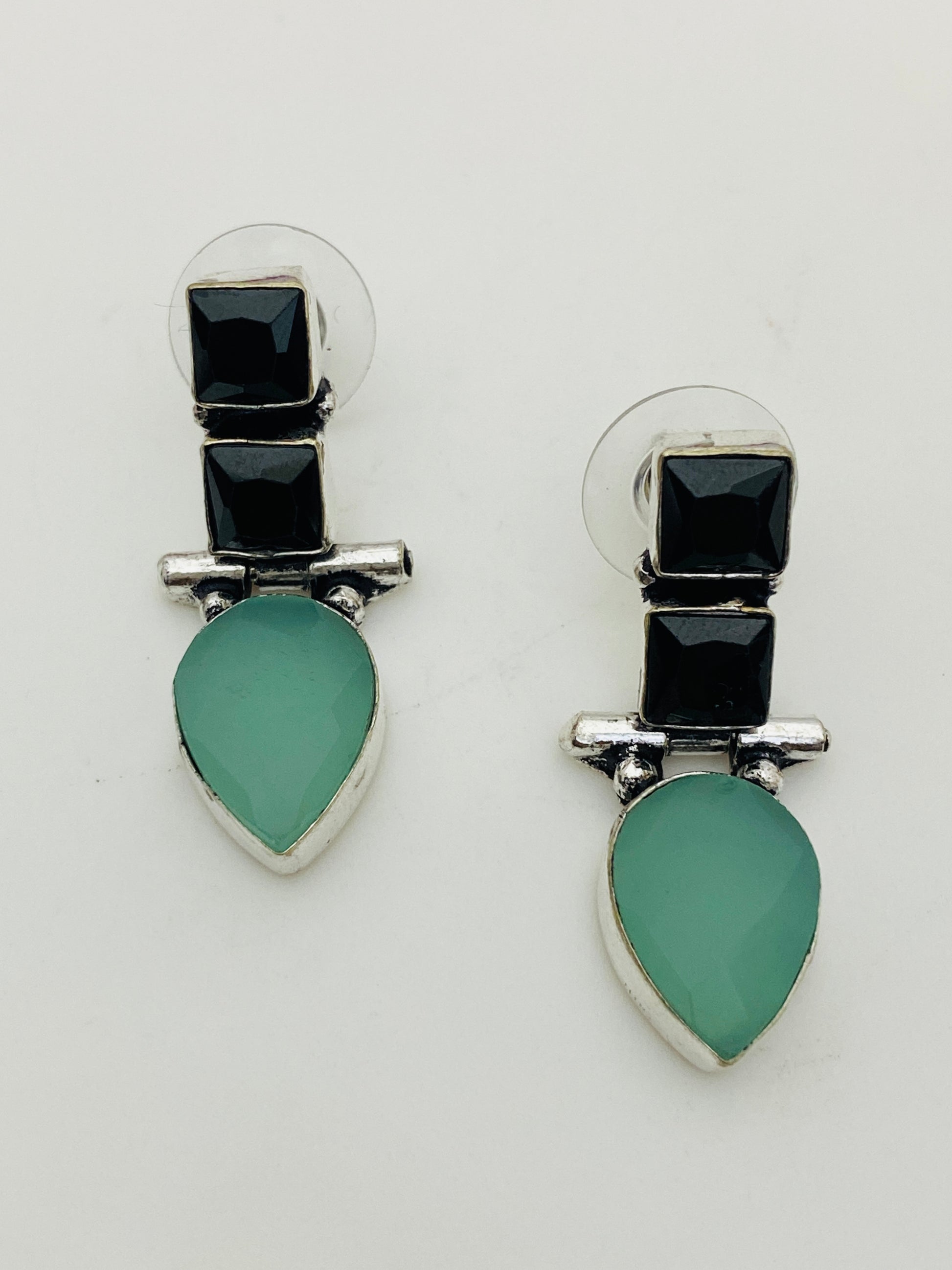 Appealing Light Blue Designer Silver Oxidized Earrings For women In USA