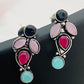 Charming Multicolor Designer Silver Oxidized Earrings For Women In USA