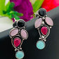 Charming Multicolor Designer Silver Oxidized Earrings For Women