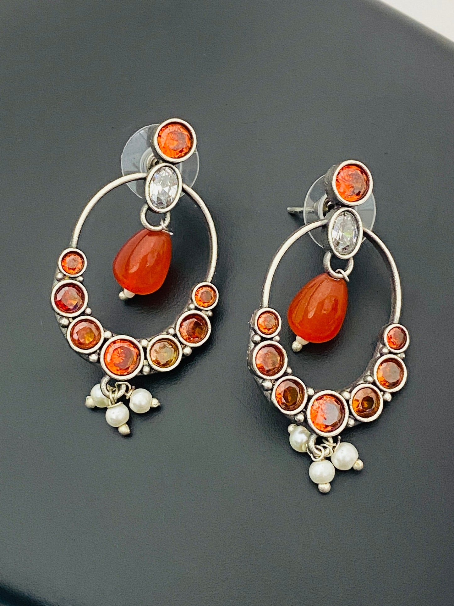 Dazzling Orange Color Beaded Earrings Near Me