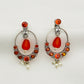 Dazzling Orange Color Beaded Oval Shaped Oxidized Earrings