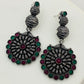 Fascinating Emerald And Ruby Stone Beaded Silver Toned Long Oxidized Earrings For Women