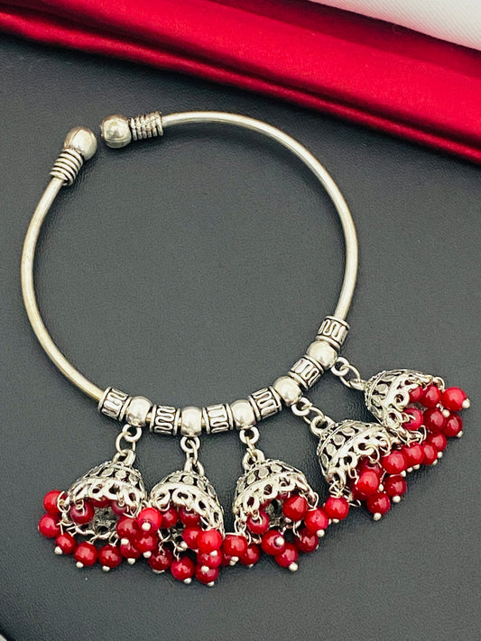 Gorgeous Bracelet With Maroon Hangings