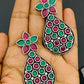 Trendy Emerald Ruby Stone Oxidized German Silver Plated Ethnic Earrings Near Me