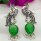 Gorgeous Green Color Peacock Design Silver Oxidized Earrings In USA