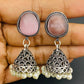 Alluring Light Pink Silver Designer Oxidized Earrings For Women Near Me