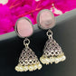 Alluring Light Pink Silver Designer Oxidized Earrings For Women In Yuma