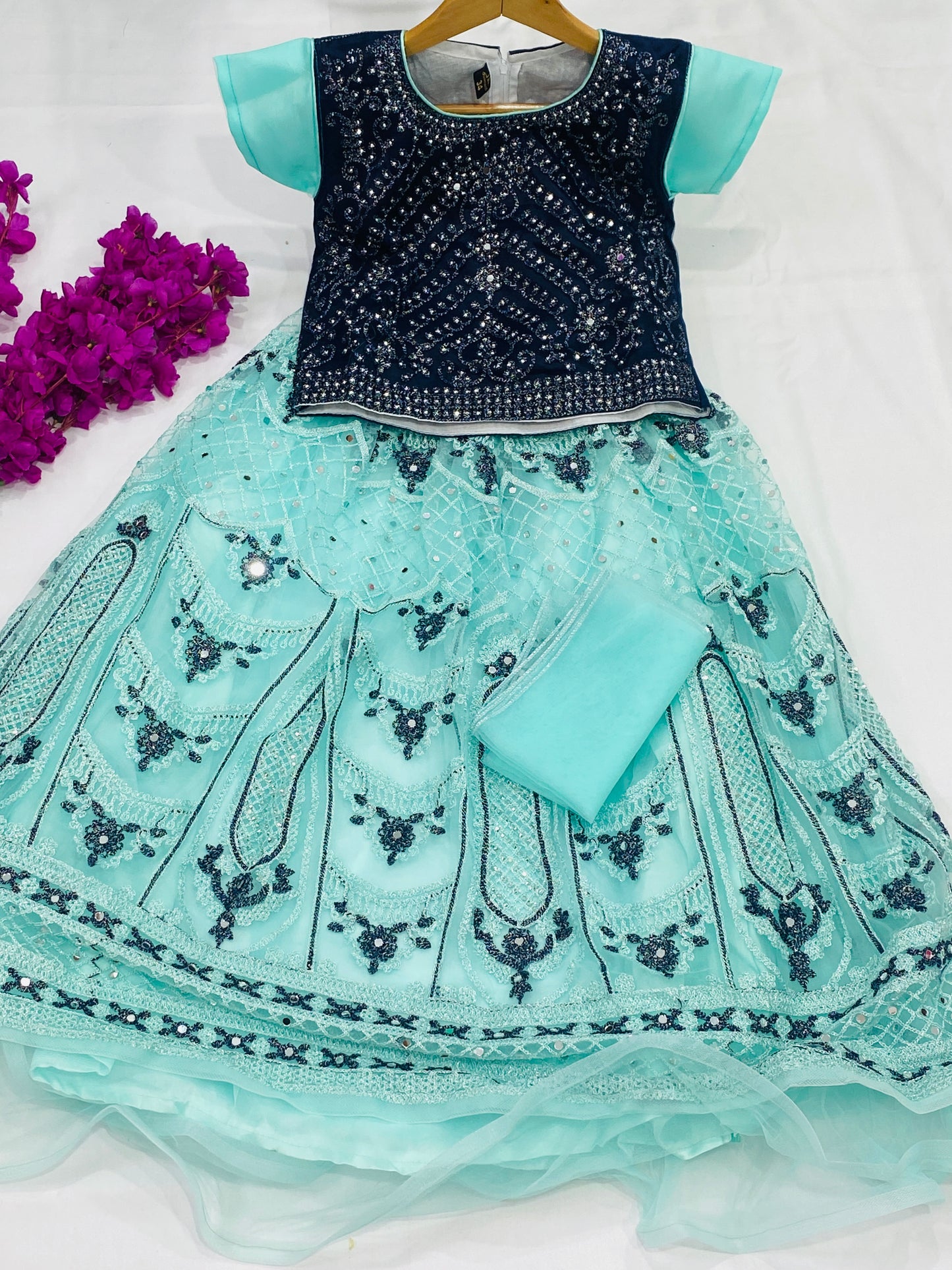 Dazzling Blue Color Lehenga Choli With Heavy Embroidery Work
