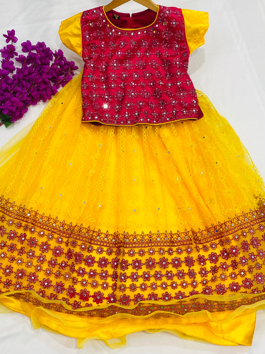 Elegant Yellow Color Designer Lehenga Choli With Embroidery Work
