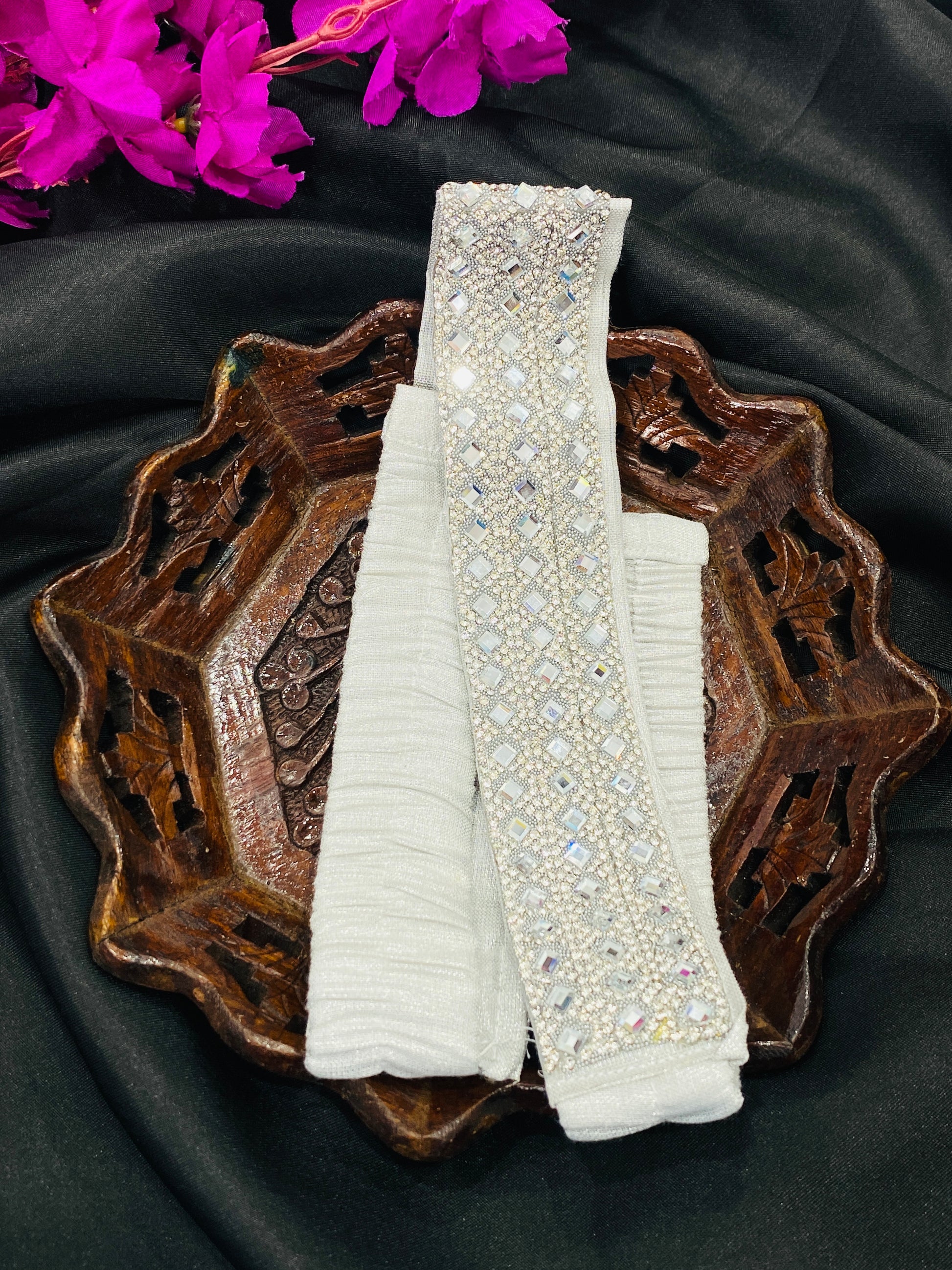 Silver Color Saree Belt With Stone Work Near Me