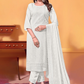 Alluring White Color Embroidery Salwar Suits With Dupatta