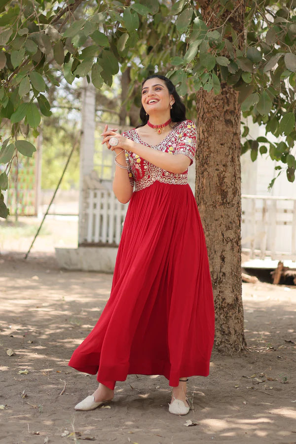 Attractive Red Color Reception Gown in USA