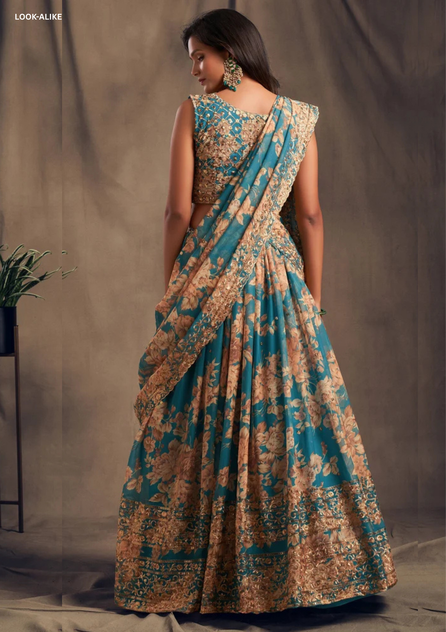 Teal Blue Color Golden Zari And Sequins Embroidered Lehenga In USA