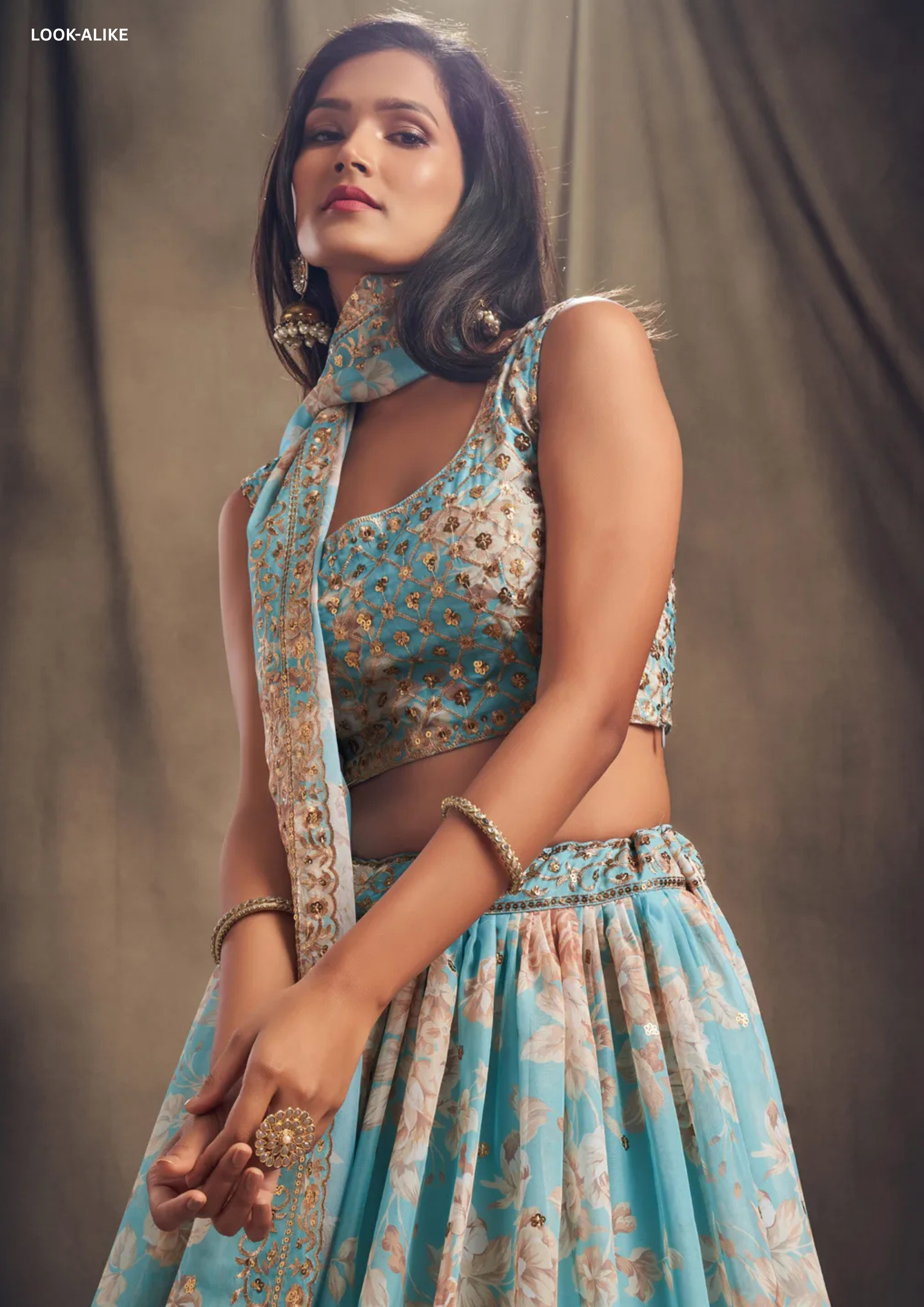 Light Blue Color Sequins Work Lehenga In Chandler