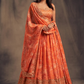 Elegant Orange Color Golden Zari And Sequins Embroidered Work Lehenga Choli With Dupatta Set