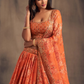 Orange Color Golden Zari And Sequins Embroidered Work Lehenga Near Me