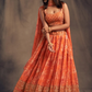 Orange Color Sequins Work Lehenga In Mesa