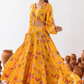 Beautiful Yellow Color Floral Printed Tier Lehenga With Crop Top