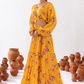 Beautiful Yellow Color Floral Printed Tier Lehenga With Crop Top In USA