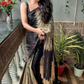 Shining Double Shade Beautiful Yellow And Black Sequins Work Saree
