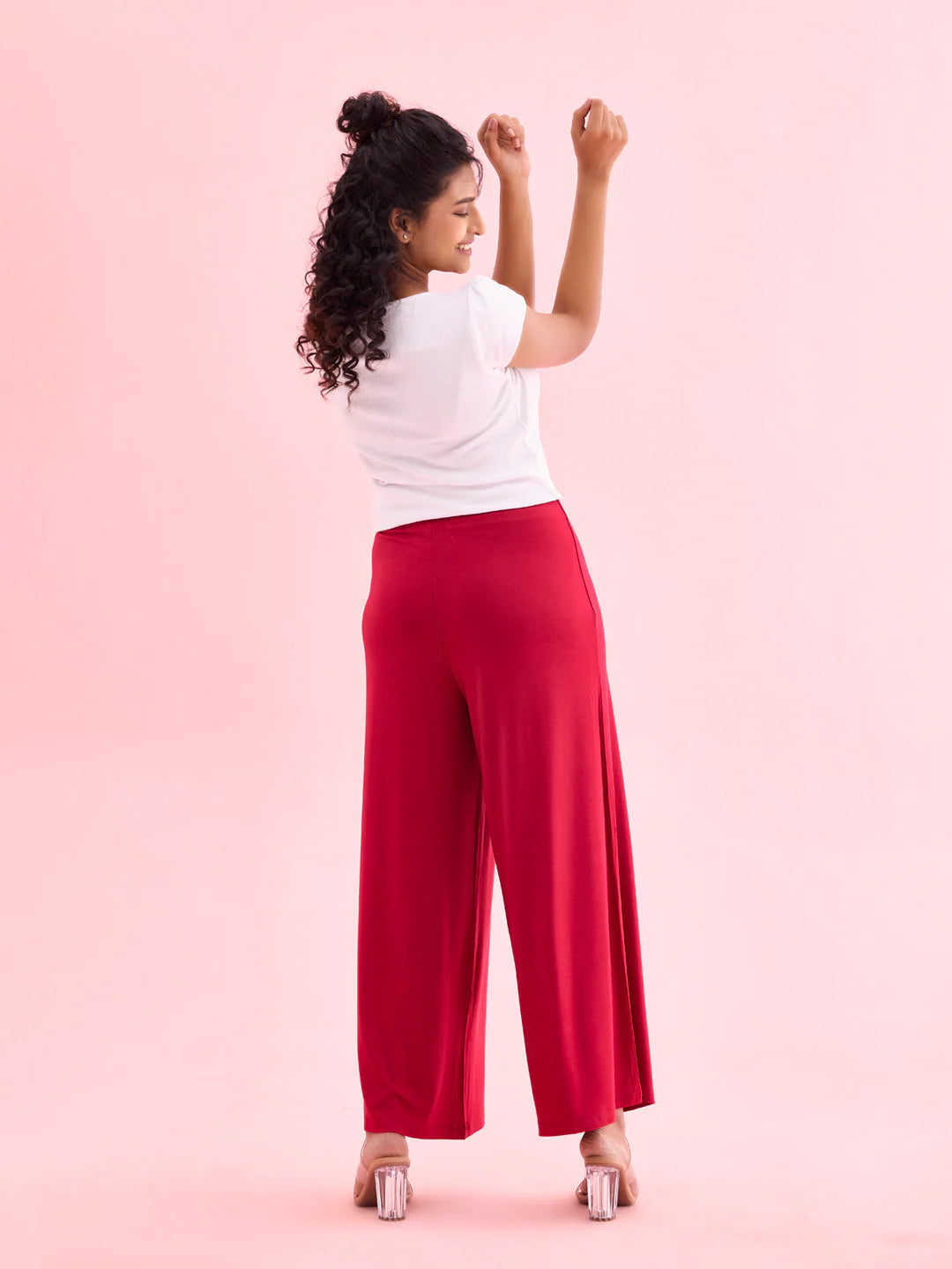  Rani Pink Colored Rayon Palazzo Pant For Women In USA