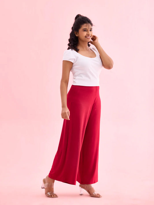 Pretty Rani Pink Colored Rayon Palazzo Pant For Women