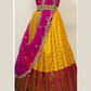 Semi Stitched Yellow And Pink Silk With Zari Lehenga