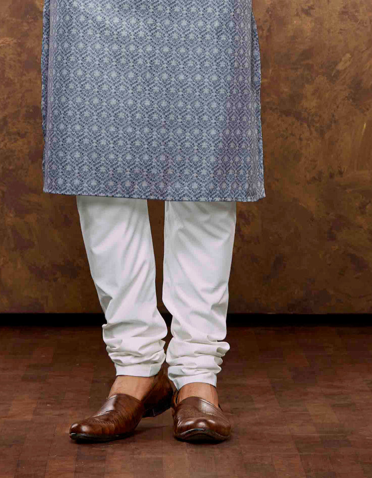 Stunning Light Blue Color Poly Cotton With Digital Printed Kurta Set With Pajama Pant For Mens In Chandler
