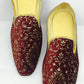 Attractive Maroon Colored Mojaris With Embroidery Work Near Me