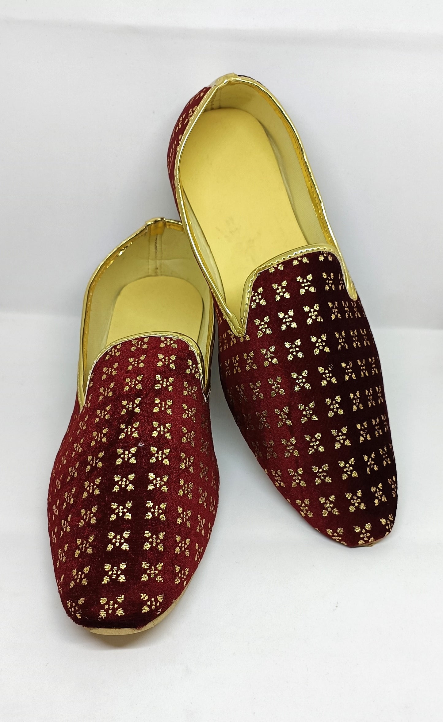 Alluring Maroon Color Mojaris With Embroidery Work Near Me
